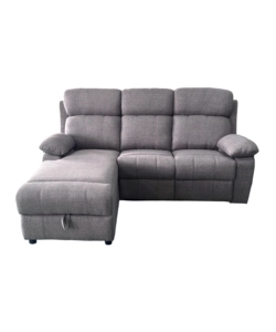 Divano angolare BellaHome "Ketty" in tessuto marrone con penisola a sinistra 197x174/93,5x95 cm