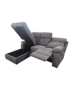 Divano angolare BellaHome "Ketty" in tessuto marrone con penisola a sinistra 197x174/93,5x95 cm
