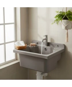 Lavello a muro "Pilozzo Mini" in polipropilene grigio 42,5x34x20 cm