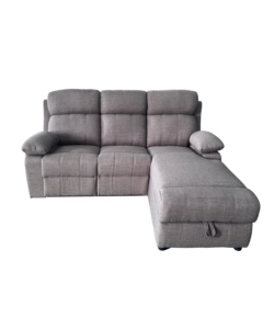 Divano angolare BellaHome "Ketty" in tessuto marrone con penisola a destra 197x174/93,5x95 cm