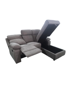 Divano angolare BellaHome "Ketty" in tessuto marrone con penisola a destra 197x174/93,5x95 cm