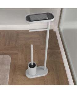 Piantana portarotolo e scopino wc Gedy "Elios" in metallo bianco matt