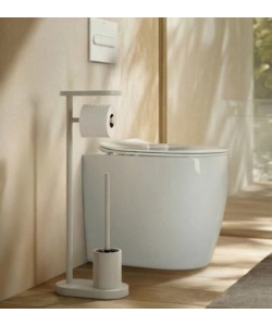 Piantana portarotolo e scopino wc Gedy "Elios" in metallo bianco matt