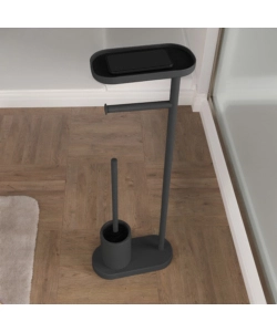 Piantana portarotolo e scopino wc Gedy "Elios" in metallo nero matt