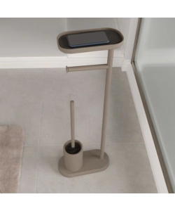 Piantana portarotolo e scopino wc Gedy "Elios" in metallo tortora chiaro matt
