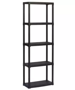 SCAFFALE 5 RIPIANI IN POLIPROPILENE ARTPLAST "TEMPO" NERO PORTATA 120 KG 60X30X176 CM