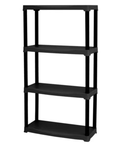 SCAFFALE 4 RIPIANI IN POLIPROPILENE ARTPLAST "TEMPO" NERO PORTATA 100 KG 70X30X133 CM