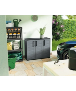 ARMADIO BASSO ARTPLAST "EASY" IN POLIPROPILENE GRIGIO SCURO 102X37X84 CM