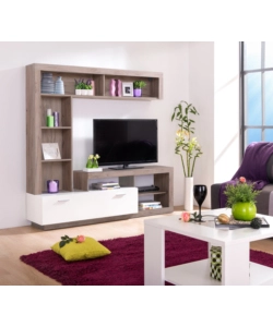 Parete da soggiorno BellaHome "Genova" quercia e bianco 170,5x41,5x170,5 cm