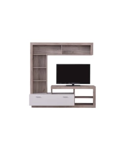 Parete da soggiorno BellaHome "Genova" quercia e bianco 170,5x41,5x170,5 cm