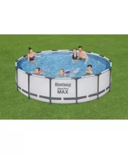 PISCINA FUORI TERRA CON STRUTTURA ROTONDA BESTWAY "STEEL PRO MAX" CON POMPA FILTRO, CARTUCCIA, COPERTURA, SCALETTA 427X427X107 CM - COD. 56950-3