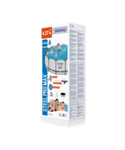 PISCINA FUORI TERRA CON STRUTTURA ROTONDA BESTWAY "STEEL PRO MAX" CON POMPA FILTRO, CARTUCCIA, COPERTURA, SCALETTA 427X427X107 CM - COD. 56950-3