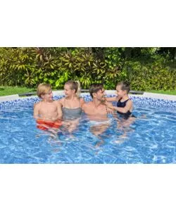 PISCINA FUORI TERRA CON STRUTTURA ROTONDA BESTWAY "STEEL PRO MAX" CON POMPA FILTRO, CARTUCCIA. SCALETTA, COPERTURA PISCINA 457X457X122 CM - COD. 56438-5