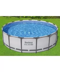 PISCINA FUORI TERRA CON STRUTTURA ROTONDA BESTWAY "STEEL PRO MAX" CON POMPA FILTRO, CARTUCCIA. SCALETTA, COPERTURA PISCINA 457X457X122 CM - COD. 56438-5