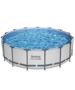 PISCINA FUORI TERRA CON STRUTTURA ROTONDA BESTWAY "STEEL PRO MAX" CON POMPA FILTRO, CARTUCCIA. SCALETTA, COPERTURA PISCINA 457X457X122 CM - COD. 56438-5