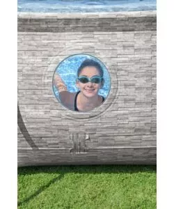 PISCINA FUORI TERRA CON STRUTTURA OVALE BESTWAY "POWER STEEL SWIM VISTA SERIES" CON FILTRO SABBIA, COPERTURA, SCALETTA E CHEMCONNECT 488X305X107 CM - COD. 56946-4