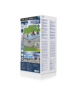PISCINA FUORI TERRA CON STRUTTURA OVALE BESTWAY "POWER STEEL SWIM VISTA SERIES" CON FILTRO SABBIA, COPERTURA, SCALETTA E CHEMCONNECT 488X305X107 CM - COD. 56946-4