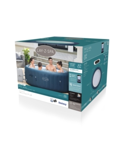 PISCINA IDROMASSAGGIO GONFIABILE BESTWAY "LAY-Z-SPA MILAN SMART AIRJET PLUS" CON CARTUCCIA, COPERTURA E CHEMCONNECT 6 PERSONE 196X196X71 CM - COD. 60029