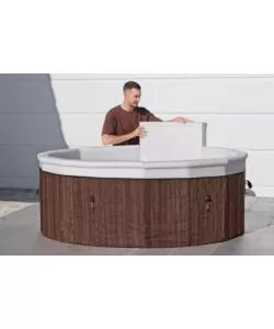 PISCINA IDROMASSAGGIO GONFIABILE BESTWAY "LAY-Z-SPA TORONTO" CON CARTUCCIA, CHEMCONNECT, COPERTURA, 5 POGGIATESTA EFFETTO LEGNO 7 POSTI 190X190X70 CM - COD. 6001W
