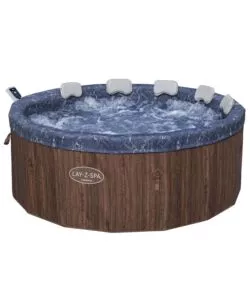 PISCINA IDROMASSAGGIO GONFIABILE BESTWAY "LAY-Z-SPA TORONTO" CON CARTUCCIA, CHEMCONNECT, COPERTURA, 5 POGGIATESTA EFFETTO LEGNO 7 POSTI 190X190X70 CM - COD. 6001W