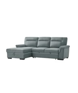 Divano angolare BellaHome "Erika" in tessuto azzurro zaffiro con penisola a sinistra 247x93/164x102 cm
