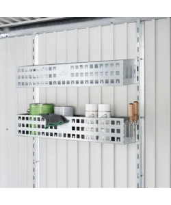 Set  2 pezzi cestino porta oggetti da parete per casetta da giardino Biohort argento metallizzato