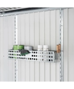 Set  2 pezzi cestino porta oggetti da parete per casetta da giardino Biohort argento metallizzato