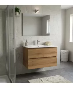Mobile bagno sospeso "Dafne" 2 cassetti rovere 81x46x51,2 cm