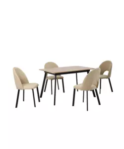 Set pranzo Bellahome "Andalusia" 4 sedie e 1 tavolo effetto legno