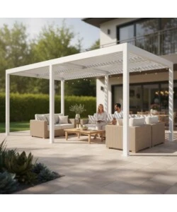 Pergola bioclimatica Verdelook "Atena" in alluminio bianco 3x6 m