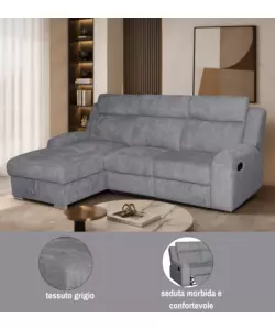 Divano angolare sinistro Bellahome "Astrid" grigio 247x94/159x104 cm