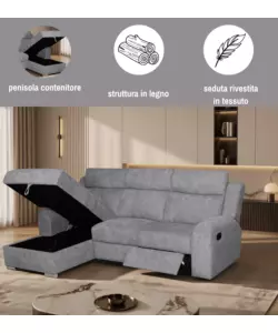 Divano angolare sinistro Bellahome "Astrid" grigio 247x94/159x104 cm