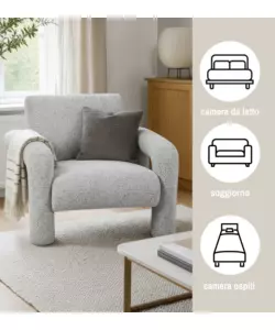 Poltroncina Bellahome "Cleo" fantasia bianco e grigio 86x79x72 cm