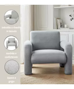 Poltroncina Bellahome "Cleo" grigio 86x79x72 cm