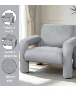 Poltroncina Bellahome "Cleo" grigio 86x79x72 cm