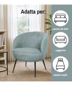Poltroncina Bellahome "Nora" in velluto salvia 63x69x70 cm