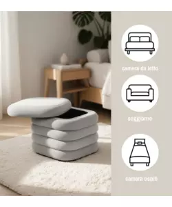 Pouf contenitore ad anelli Bellahome grigio chiaro 44x44x40 cm