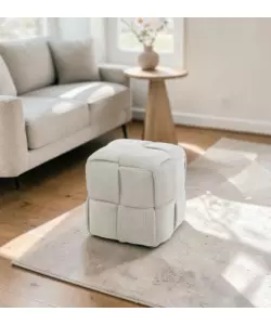 Pouf intrecciato Bellahome velluto a coste beige 44x44x40 cm