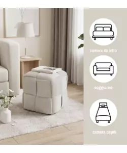 Pouf intrecciato Bellahome velluto a coste beige 44x44x40 cm