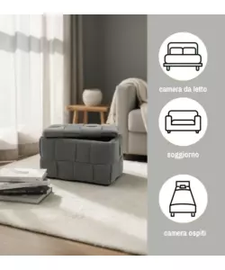 Panchina contenitore intrecciata Bellahome grigio scuro 60x36x38 cm