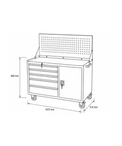 Carrello porta utensili da officina con pannello forato Essenza portata 500 kg 107,5x51,5x84 cm