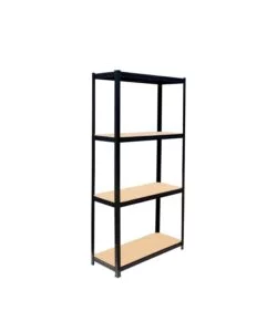 Scaffale 4 ripiani in metallo Essenza nero portata 600 kg 80x40x162 cm