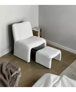 Poltrona con pouf coordinato Bellahome "Elsa" grigio chiaro