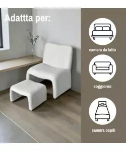 Poltrona con pouf coordinato Bellahome "Elsa" grigio chiaro
