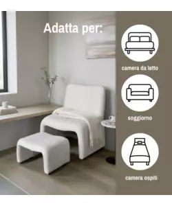 Poltrona con pouf coordinato Bellahome "Elsa" grigio chiaro