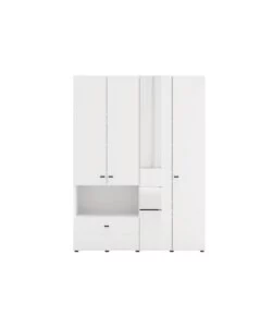 Armadio 4 ante battenti con specchio BellaHome "Carpi" bianco 155x52x207,5 cm