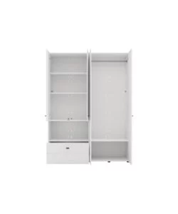 Armadio 4 ante battenti con specchio BellaHome "Carpi" bianco 155x52x207,5 cm