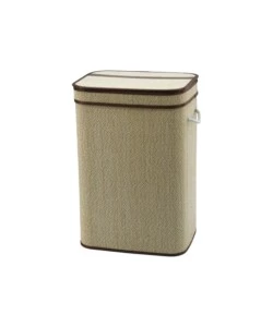 Portabiancheria in bambù beige 40x30x60 cm