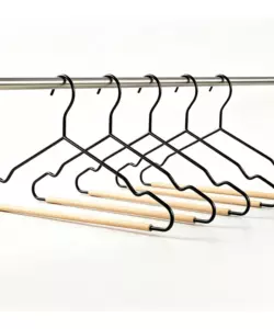 Set 6 grucce in metallo nero con asticella in legno
