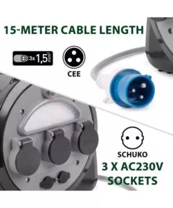 Avvolgicavo Brunner "Onboard 15" 3 uscite 15 mt
